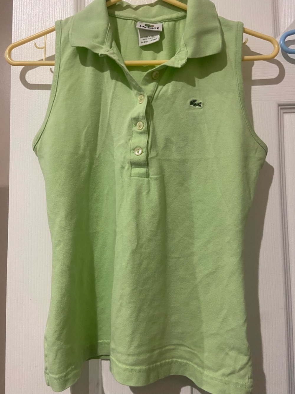 Lacoste Girls' Light Lime Green Sleeveless Polo Top/ size 38